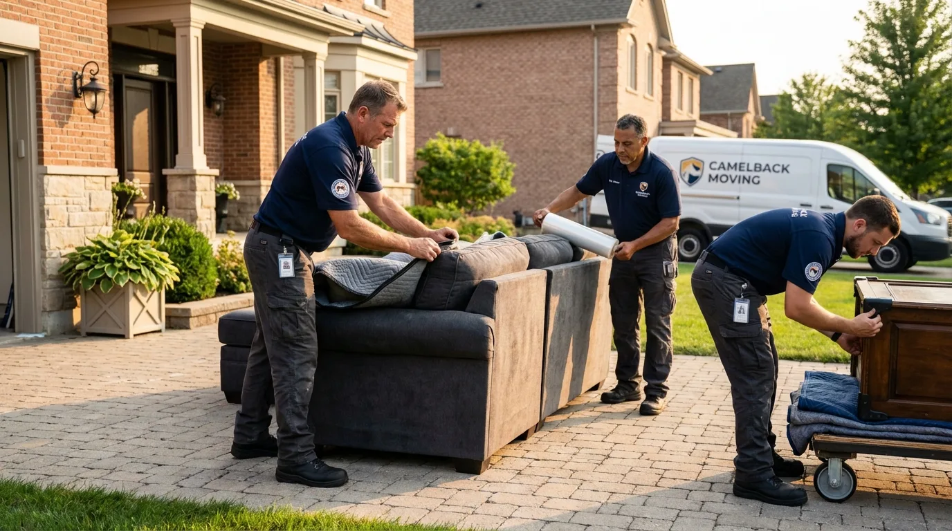 Large estate moving crew wrapping furniture in Roseland, NJ