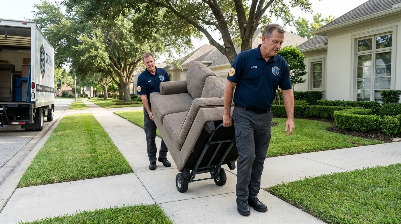 Local residential moving crew loading furniture in Roseland, NJ